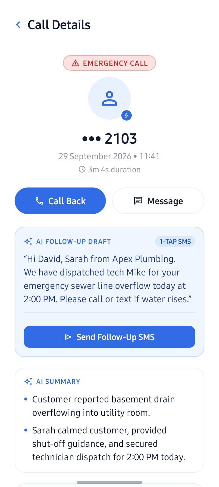 AIRI Mobile App Call Detail